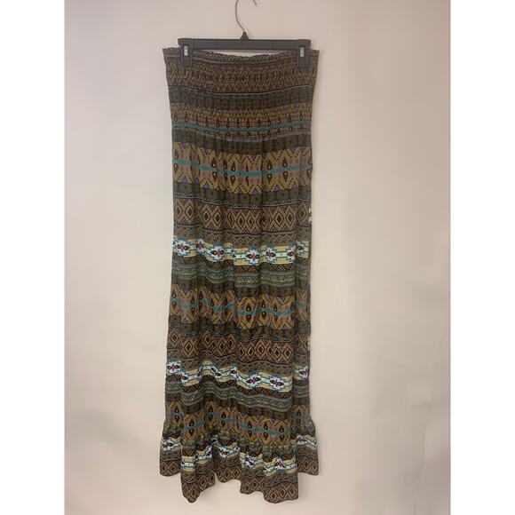 Mine Womens Maxi Dress SZ L Boho Aztec Country Festival Southwest Sundress - Picture 1 of 9